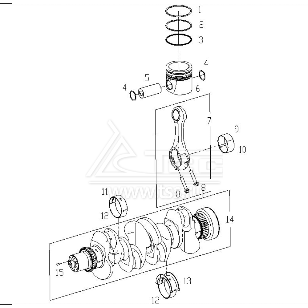 Поршни, шатуны и коленчатый вал SDEC SC4H115D2